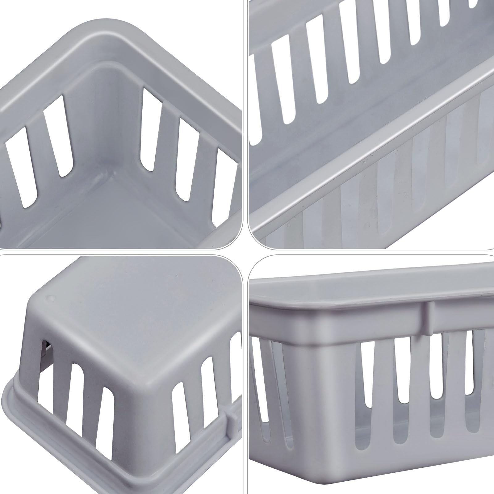 12 Pack Slim Plastic Storage Baskets Tray for Organizing 10.25x3.25x2.5 Inch Small Narrow Storage Bins Stackable Drawer Pencil Trays Holder for Desk Garage Cabinet Container (12 Count)