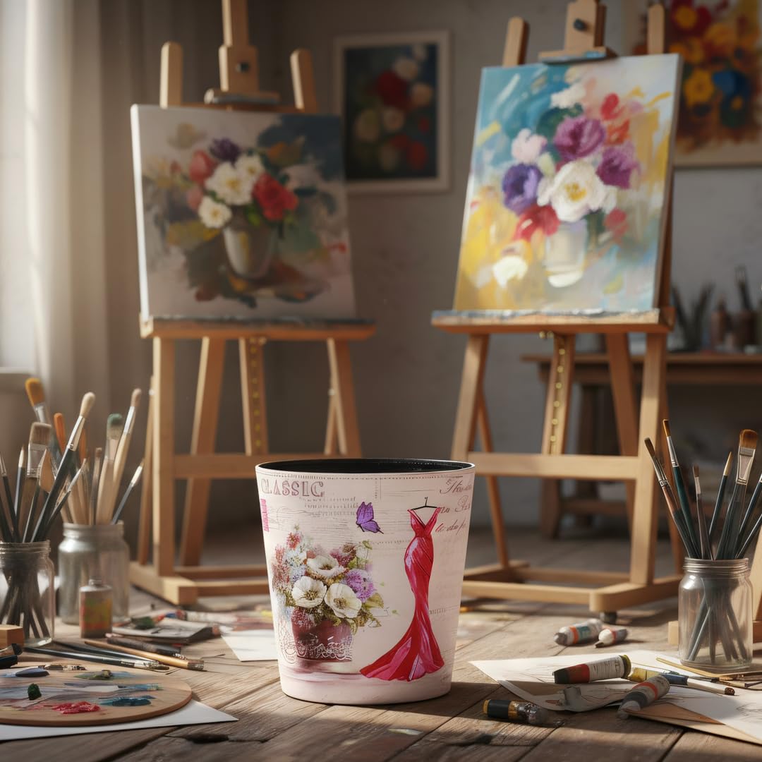 PU Leather Small Trash Can Wastebasket