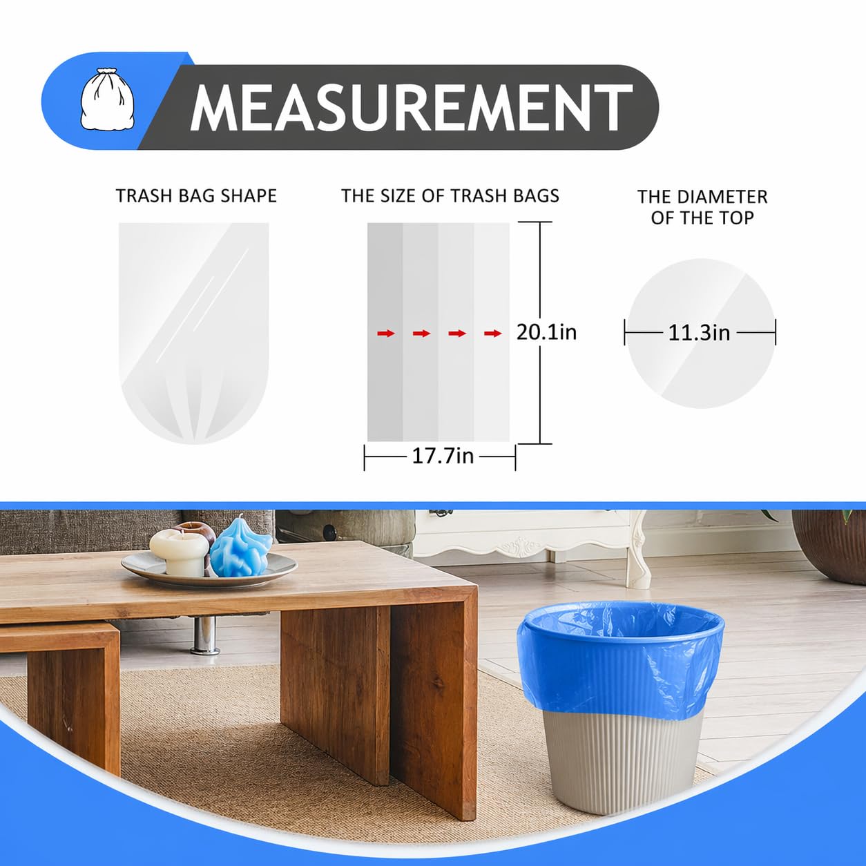 Small Blue Trash Bags 4 Gallon 160 Count Kitchen Garbage Bags