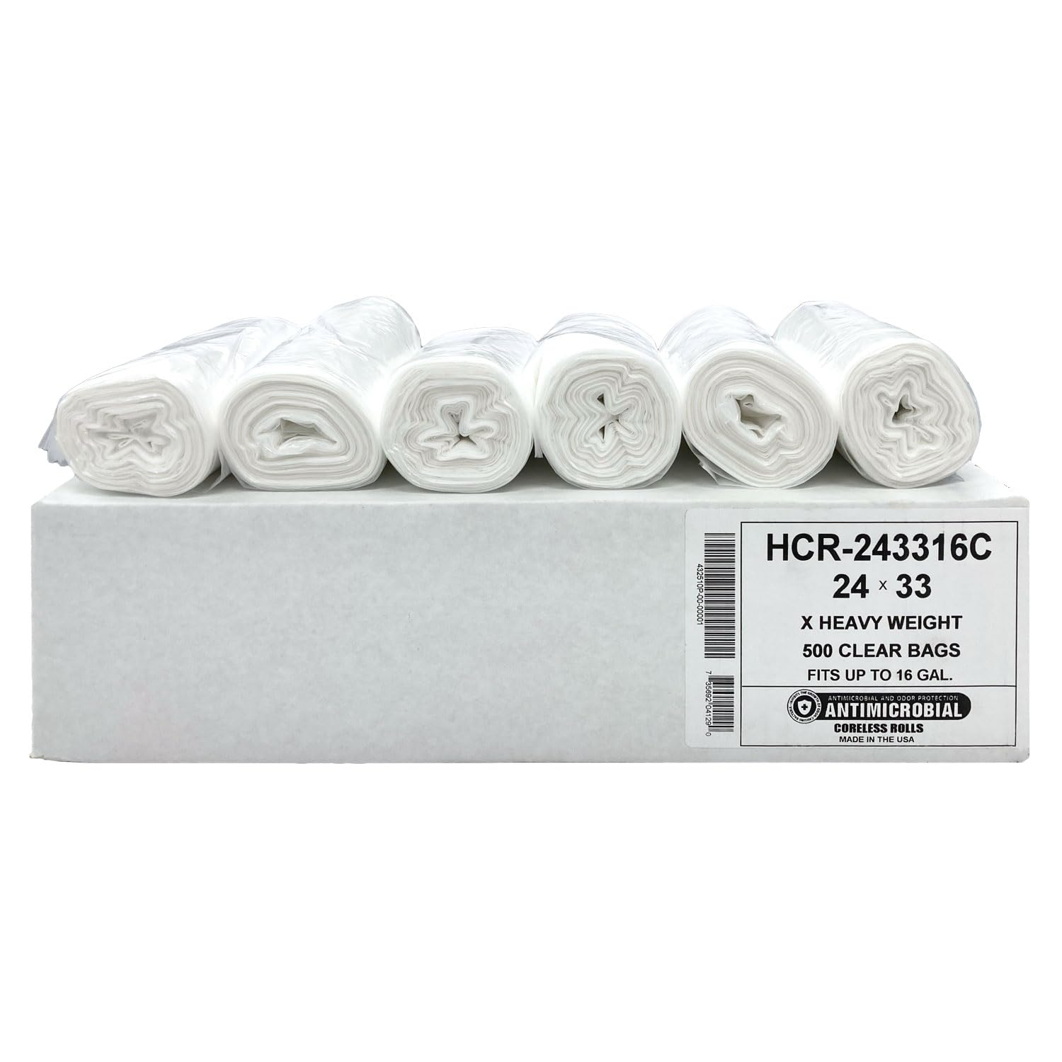 12 16 Gal Clear Trash Bags (500 Count)