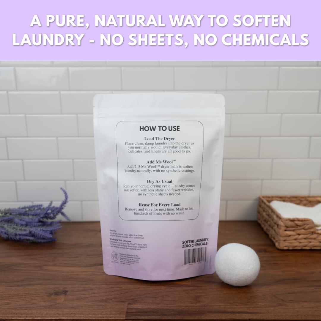 Lavender Scented Wool Dryer Balls (6 Count)