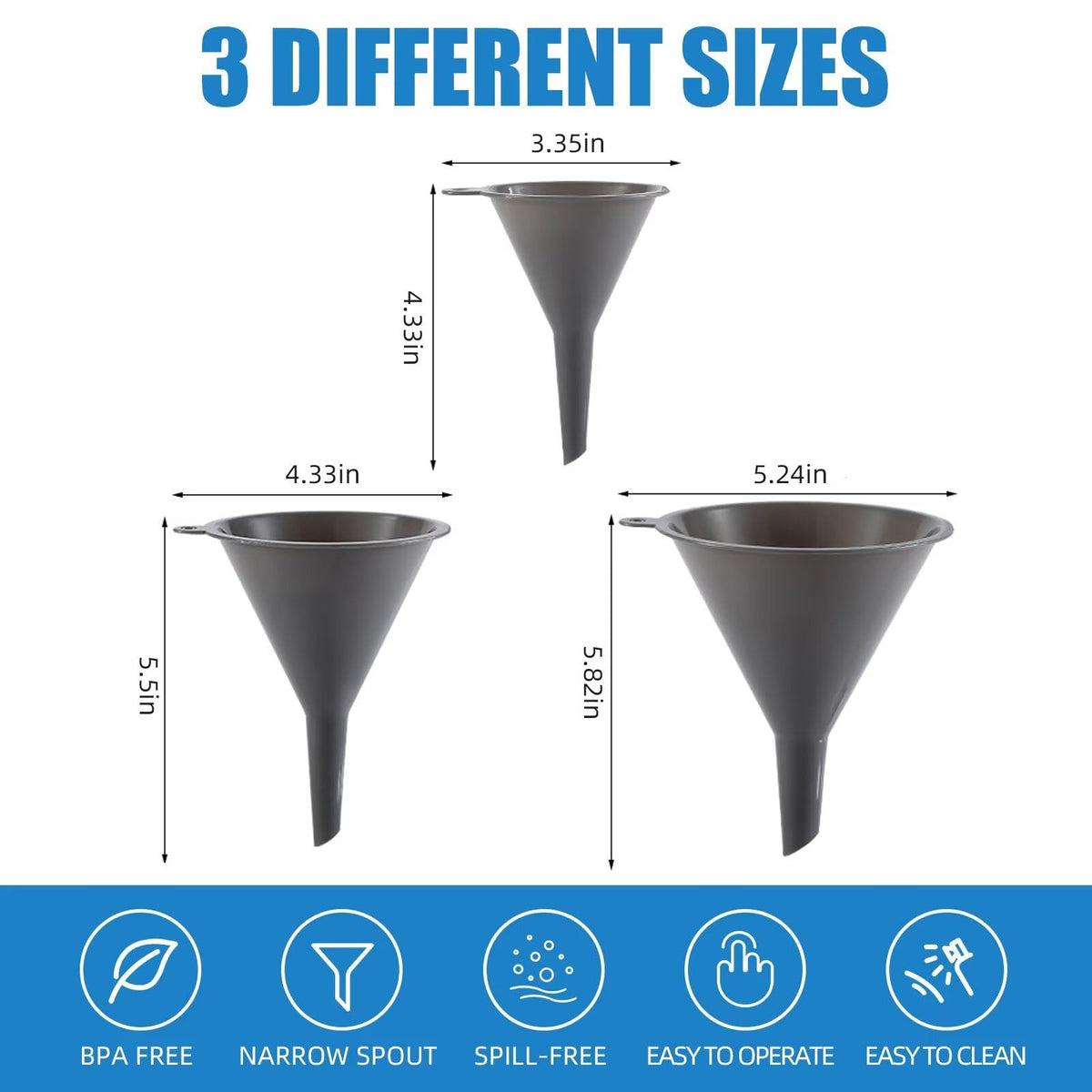 Plastic Kitchen Funnel Set of 3 (3 Count)