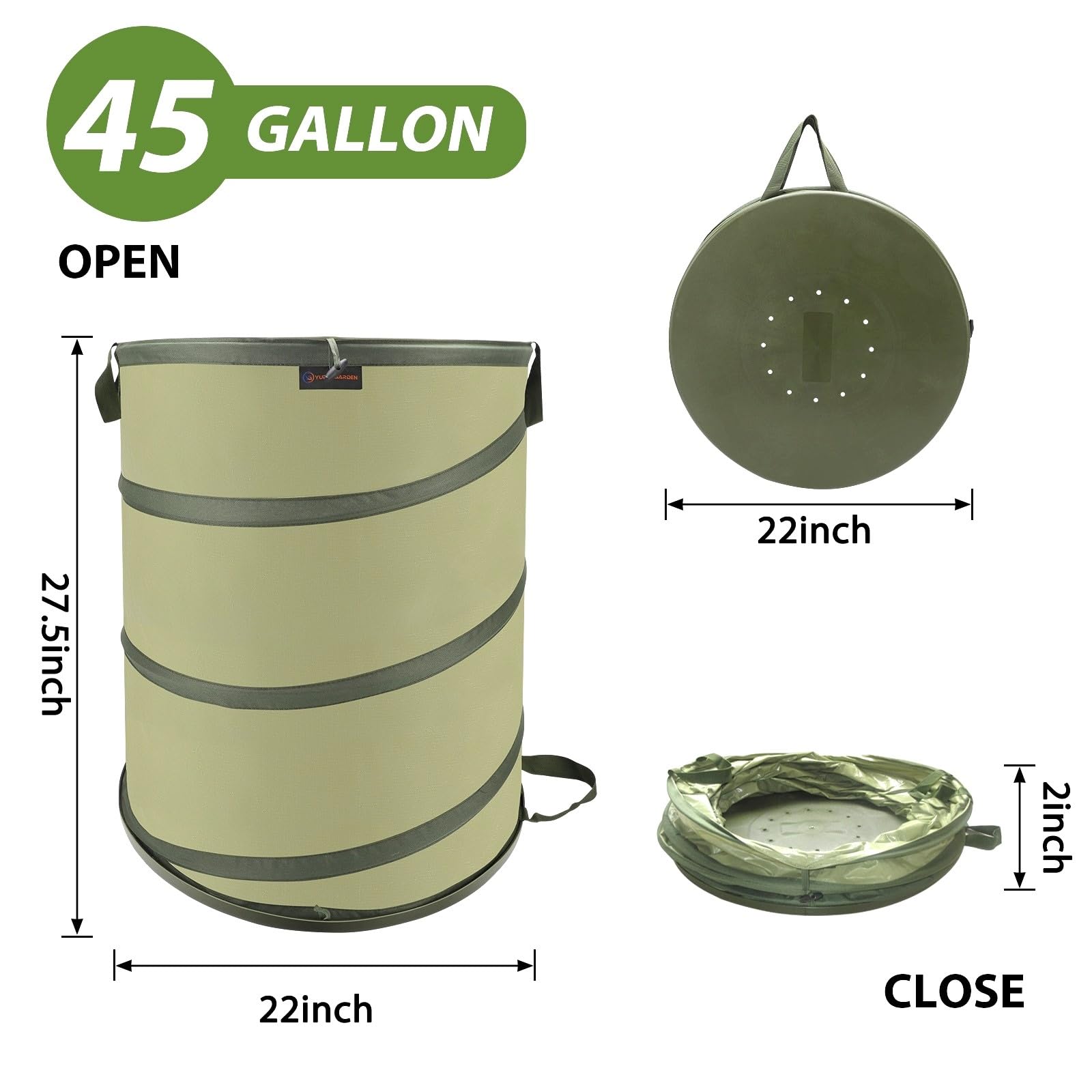 45 Gallon Hard Bottom Collapsible Garden Bag