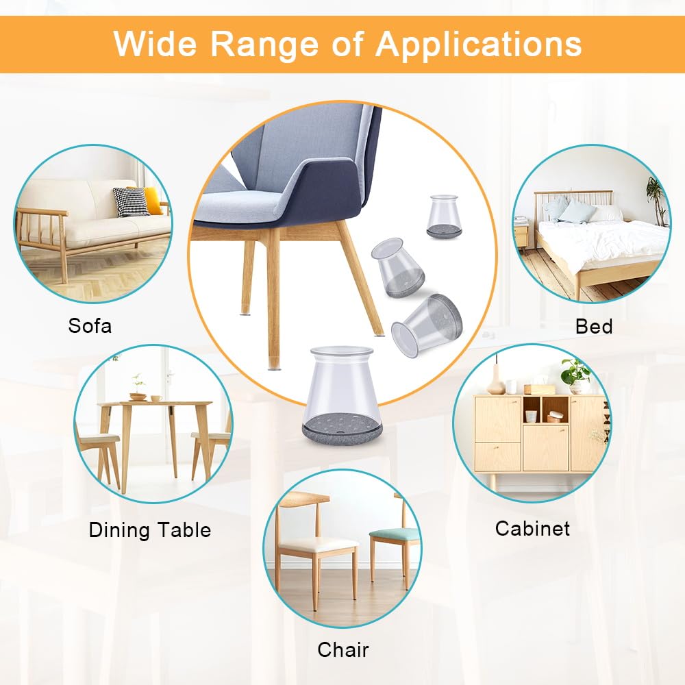 32 Pcs Chair Leg Floor Protectors for Hardwood Floors Silicone (32 Count)