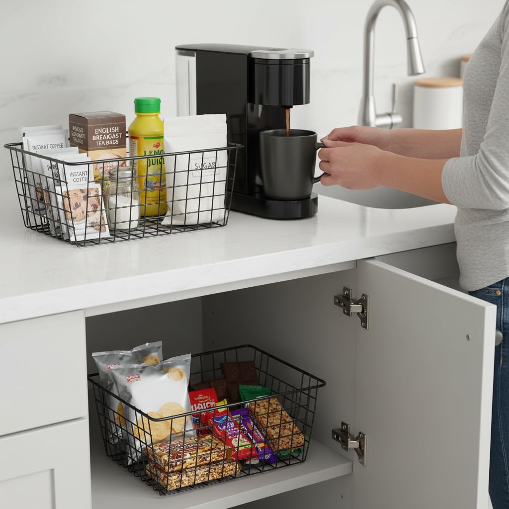 Kitchen Metal Wire Baskets Farmhouse Decor Metal Food Storage Organizer