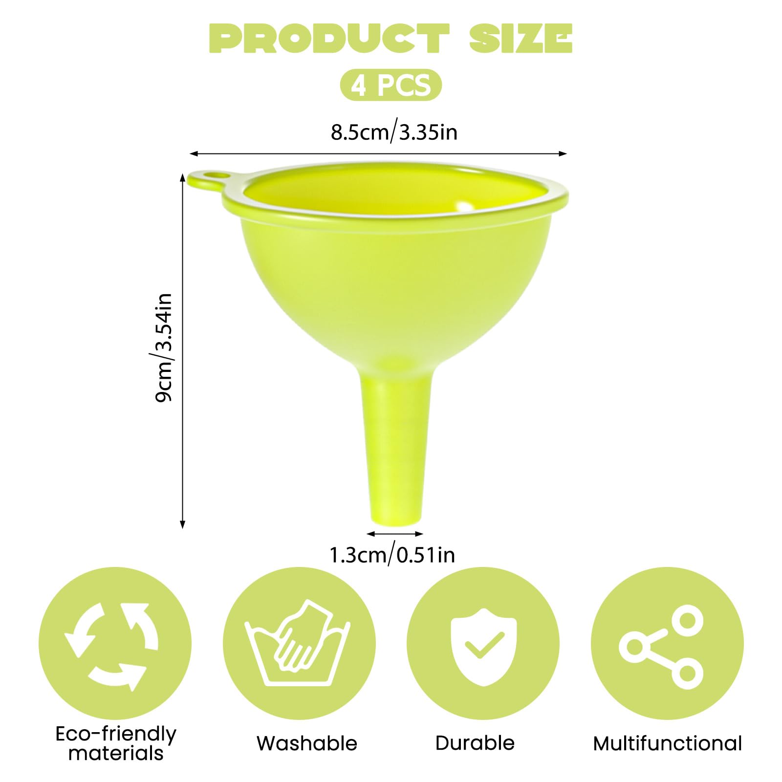 4 Pack Kitchen Silicone Funnel (4 Count)
