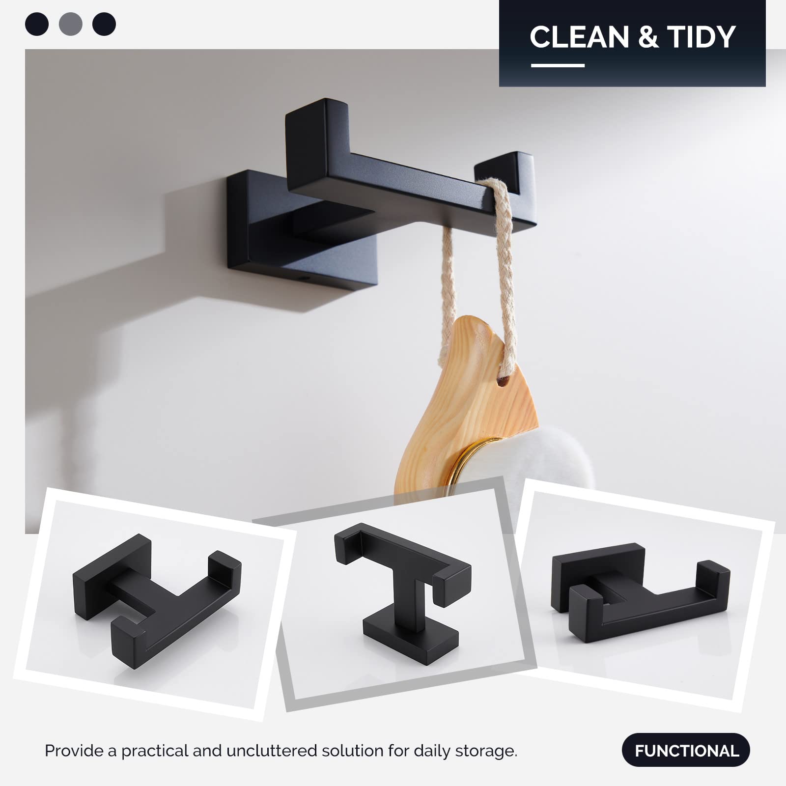 Double Towel Hook Matte Black