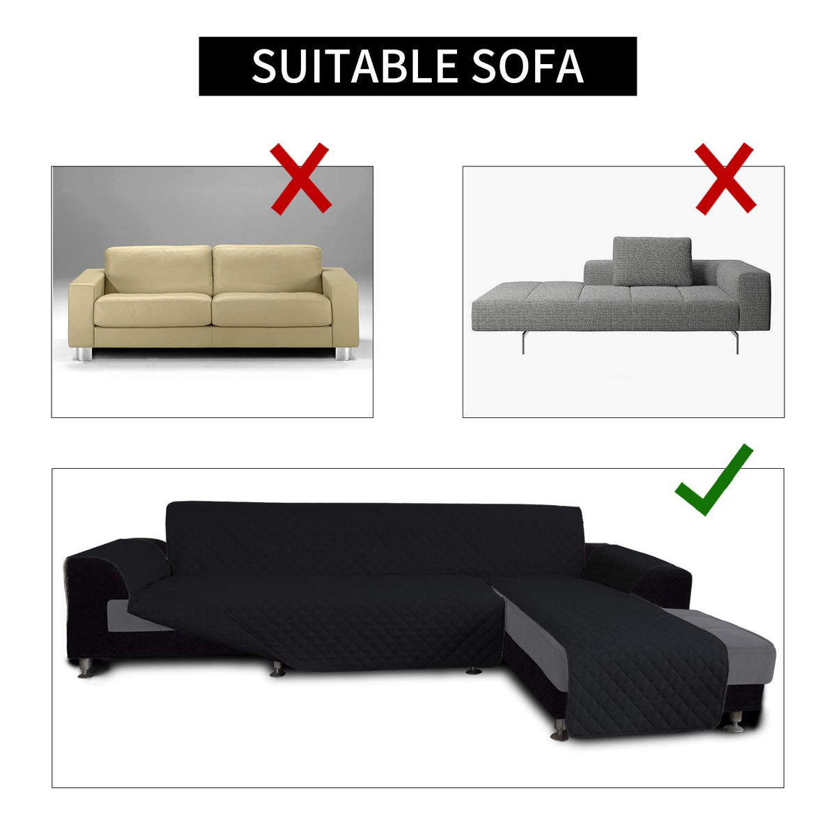 Reversible L Shape Sectional Couch Cover