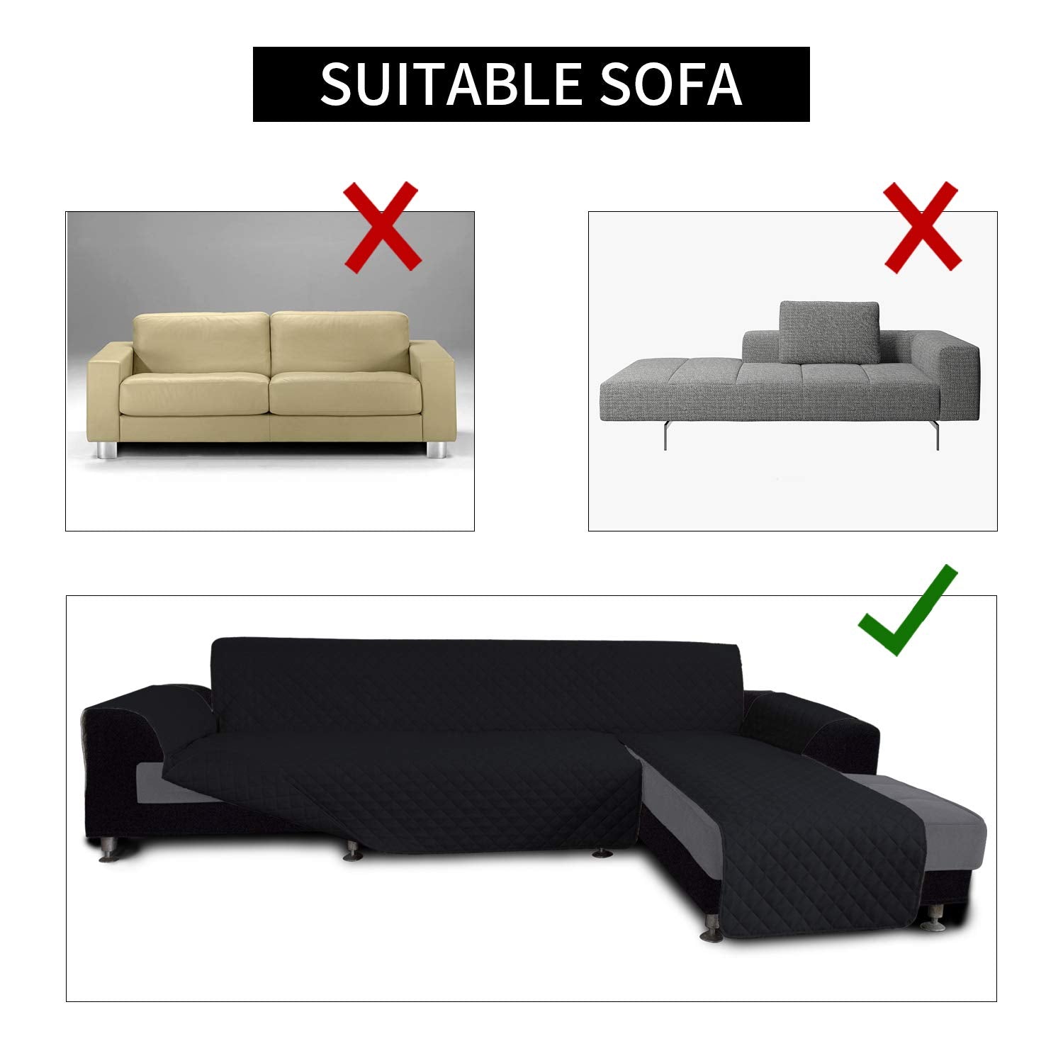 Reversible L Shape Sectional Couch Cover
