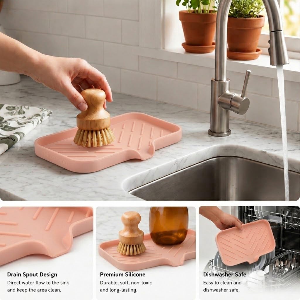 Silicone Soap Dish with Drain Spout