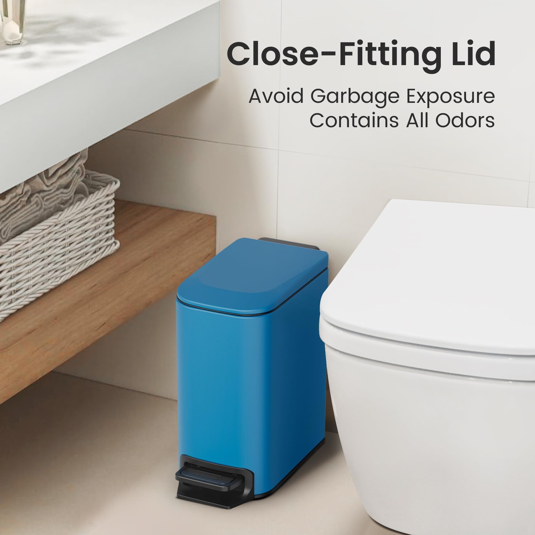 Small Bathroom Trash Can with Lid
