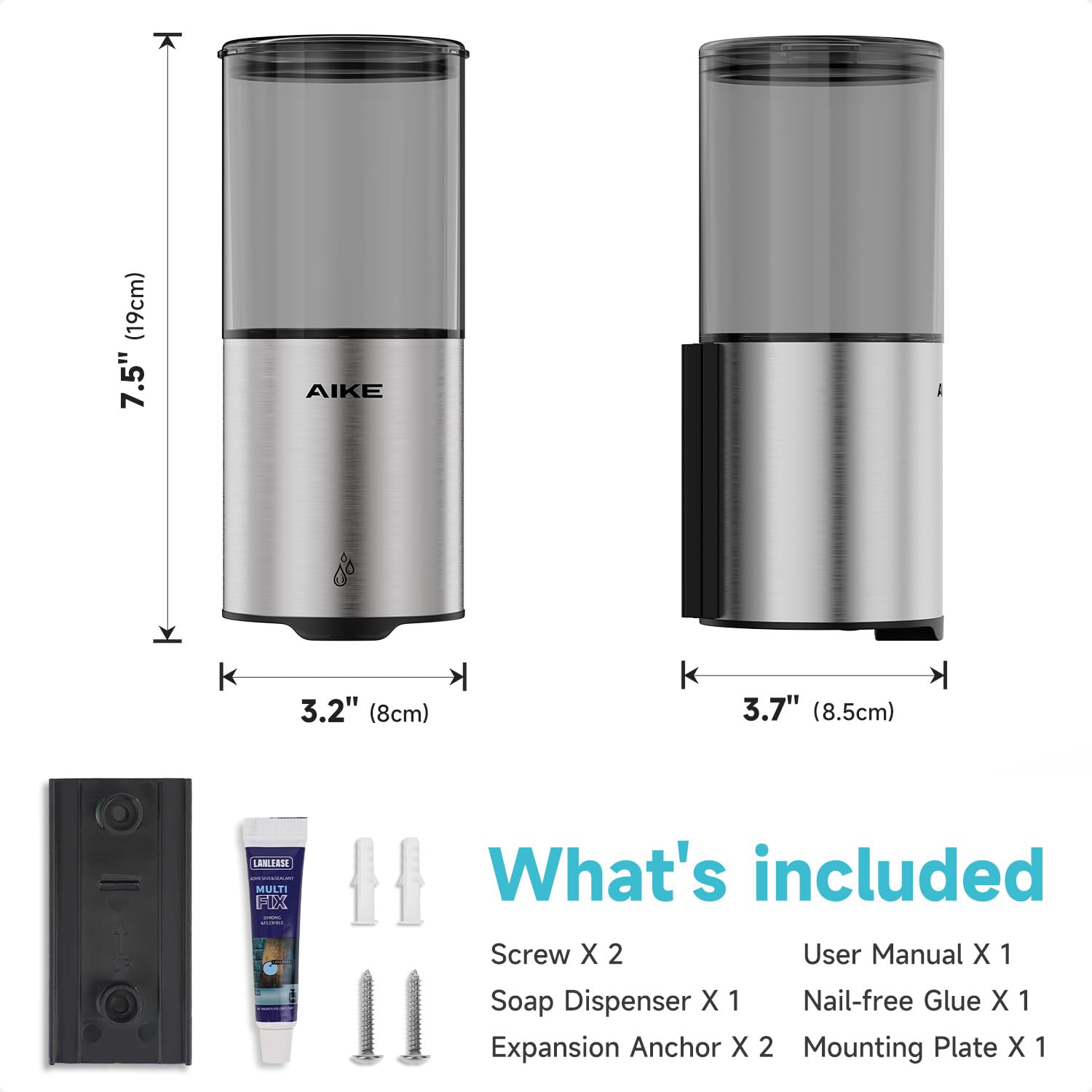 Automatic Soap Dispenser IPX7 Waterproof 13.5oz Stainless Finish