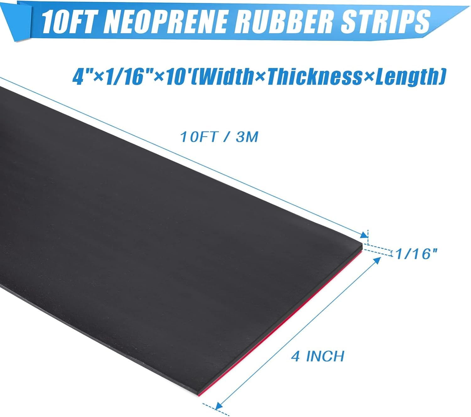 Adhesive Rubber Strips Neoprene Sheets (10 Foot)