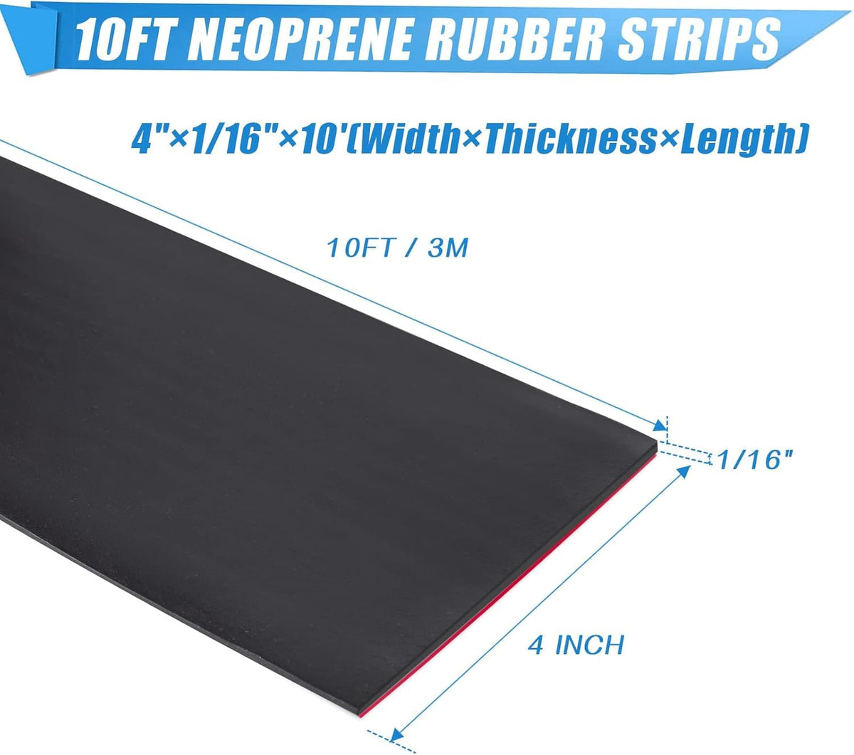 Adhesive Rubber Strips Neoprene Sheets (10 Foot)
