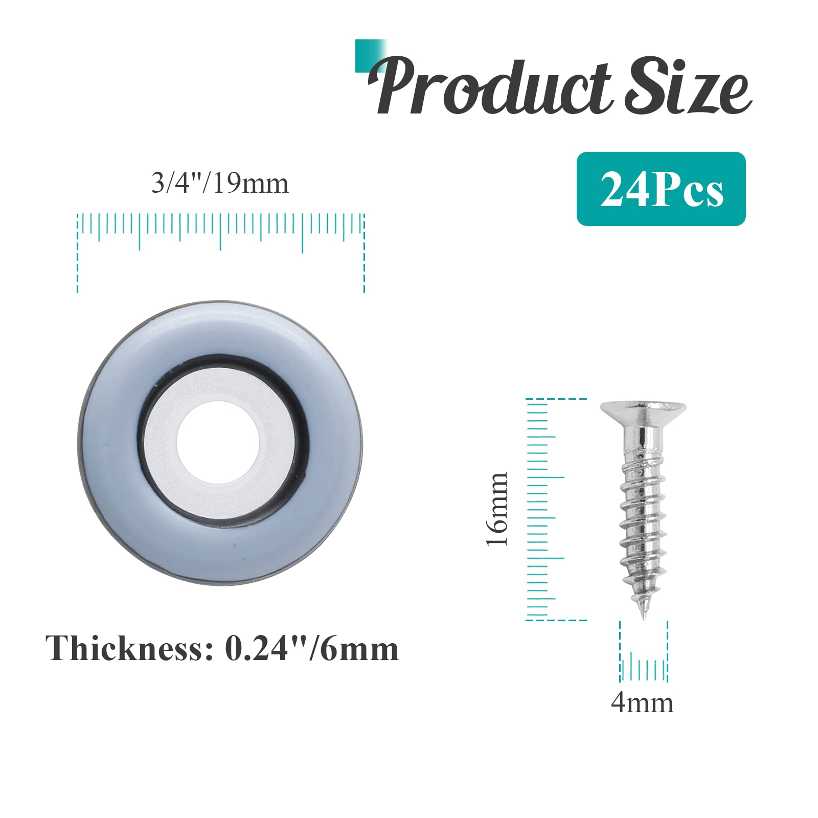 24pcs 3/4" (19mm) Screw on Furniture Sliders, Gray/Black (24 Count)