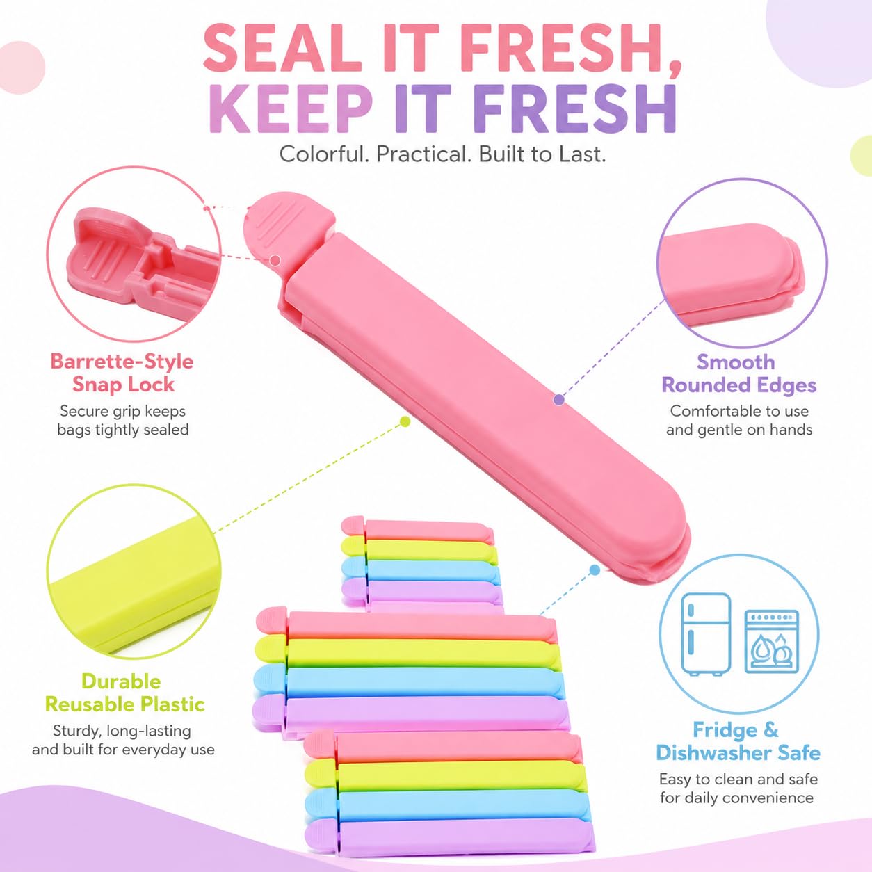 Tmflove 12 PCS Sealing Clips for Food and Snack Bag (12 Count)