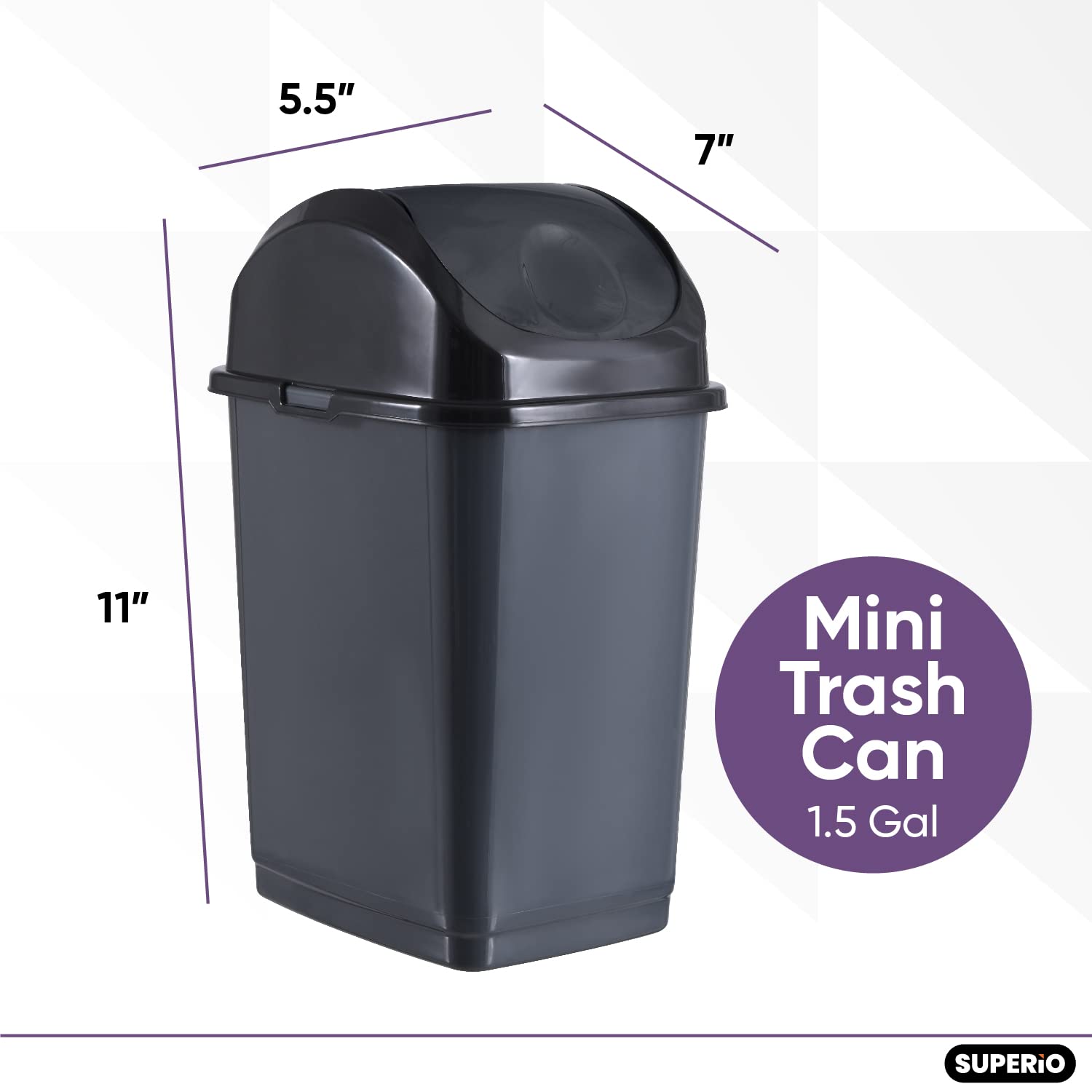 Mini Desktop Trash Can with Swing Top Lid Portable Plastic Garbage Can for Countertop