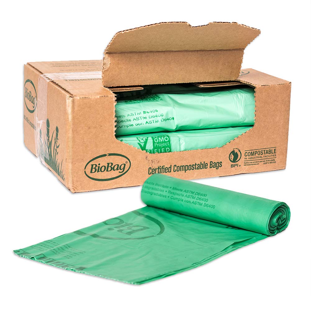 USA) The Original Compostable Bag, 32 Gallon, 120 Count, 100% Certified Compostable Trash Bag Liners for Food Waste, Extra Strong and Durable, Trash Bag
