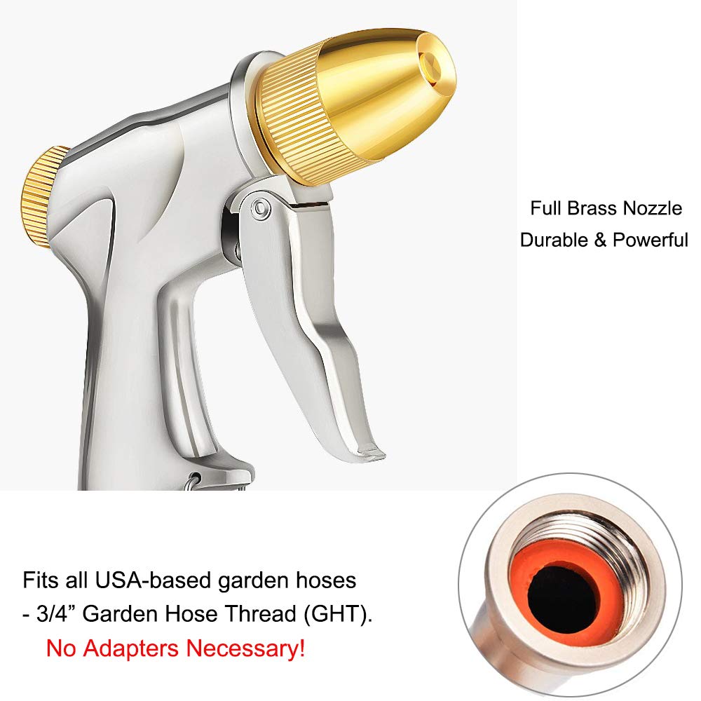 Upgraded 100% Metal Garden Hose Nozzle Heavy Duty