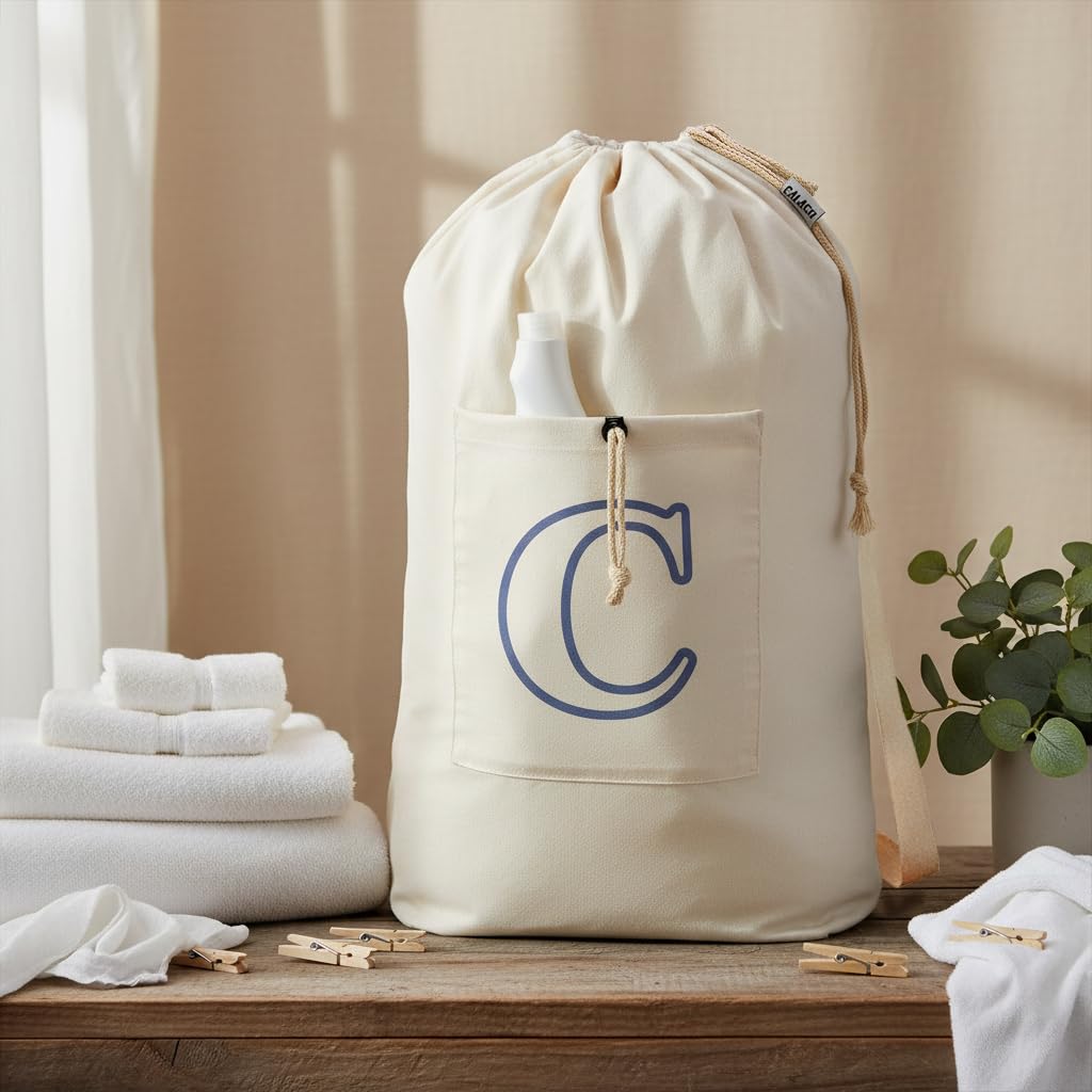 Laundry Bag Backpack Personalized Initial Canvas Laundry Bag