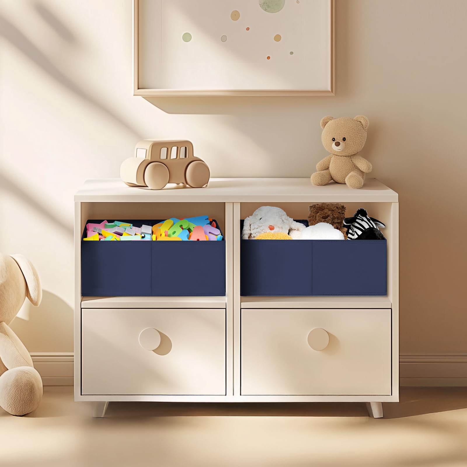 Large Closet Shelf Organizer Bins 8Packs with Handles and Divider (8 Count)