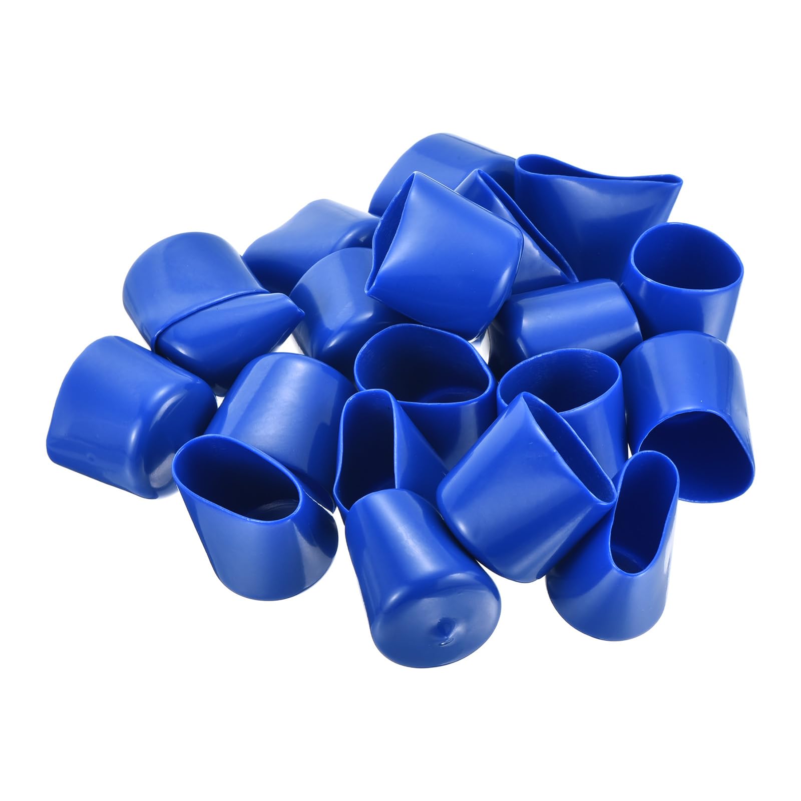 20pcs Rubber End Caps 30mm ID Vinyl PVC Round Tube Bolt Cap Cover Screw Thread Protectors Blue