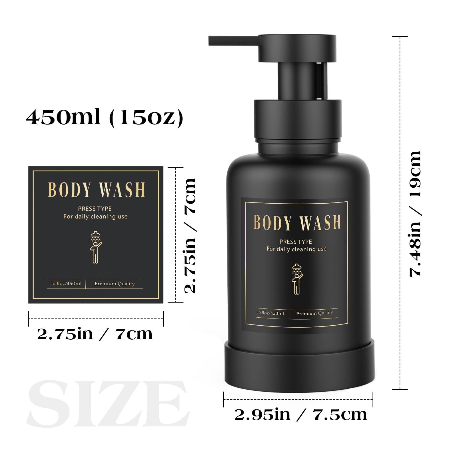 Glass Foaming Soap Dispenser 15oz Hand Soap Bottle