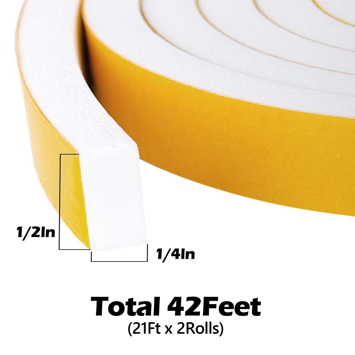 White Door Window Weather Stripping Self Adhesive Foam Tape High Density Foam Sealing Strip Window Insulation Weatherproof Gasket Tape 1 (84 Foot)