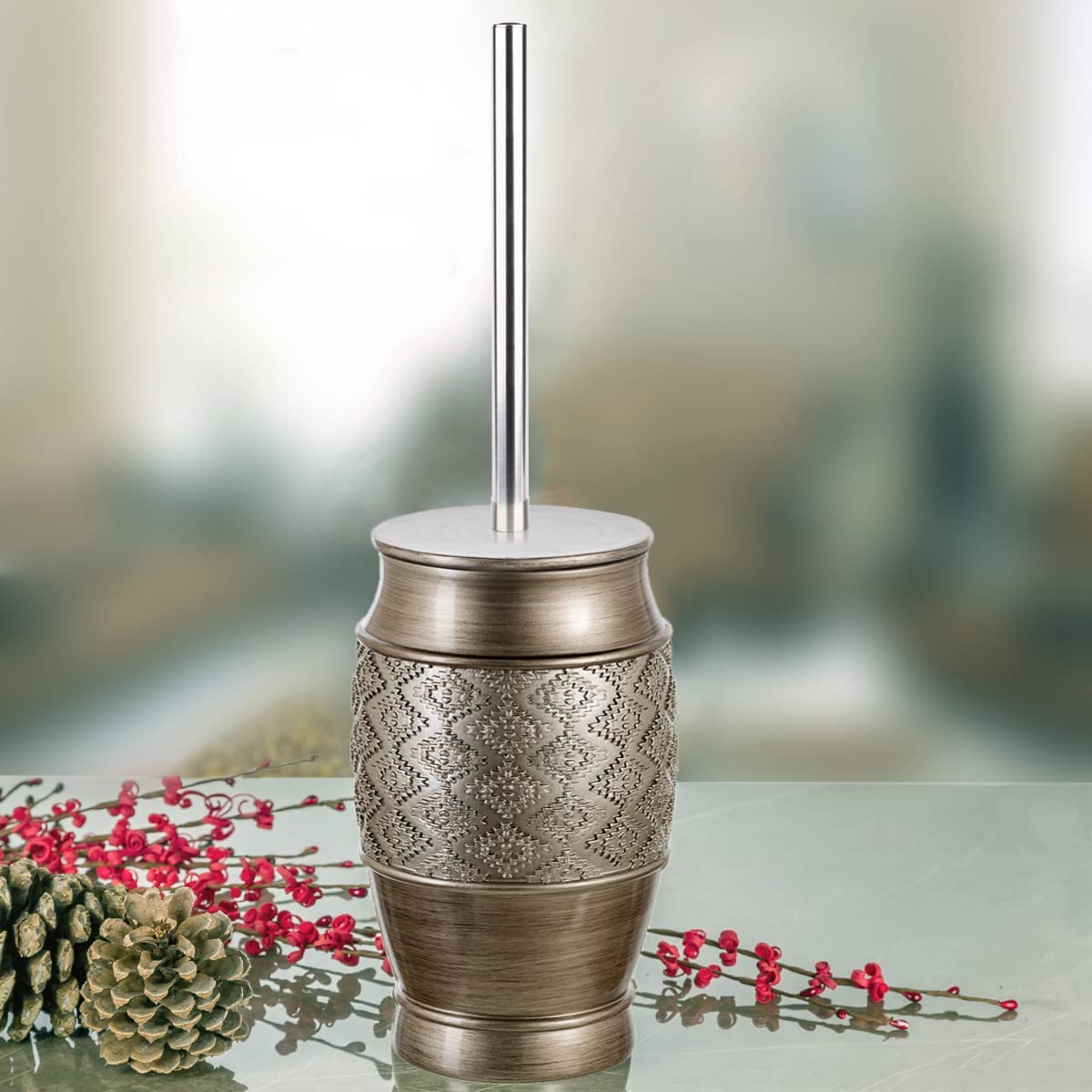 Dublin Silver Toilet Brush Set