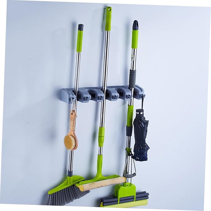 Mobestech 2pcs Slot Hook Wall Mounted Broom Mop Holder Organizer Storage Rack over Door Tool Rack for Home