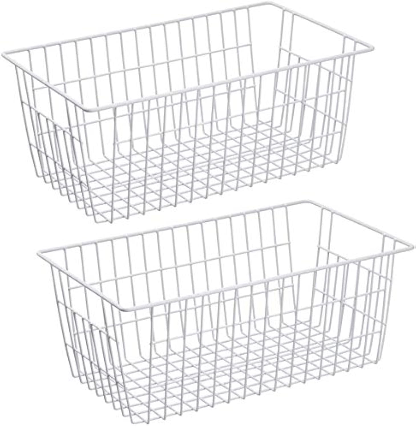 Freezer Baskets Farmhouse Organizer Storage Basket with Handles (2 Count)