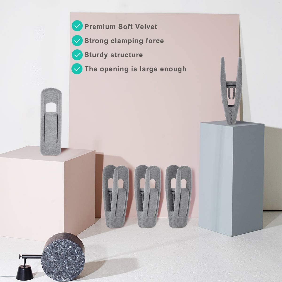Grey Velvet Clips for Velvet Hangers (20 Count)