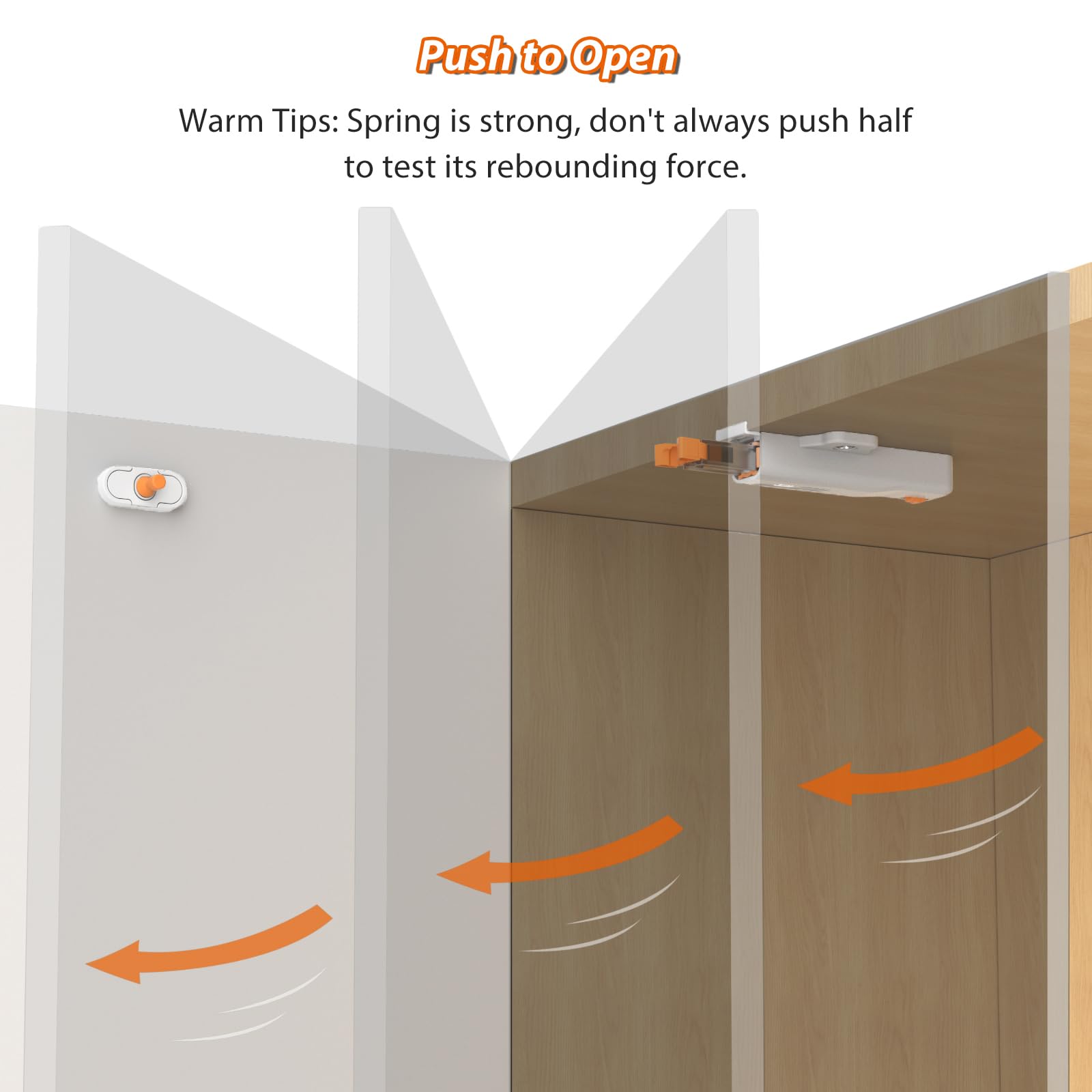 Push to Open Door Catches Heavy Duty 2 Pack Push Opener Door Latch for Cupboard White Touch Open Latches for Closet Closing Wardrobe Closure Spring Push Latch (2 Count)