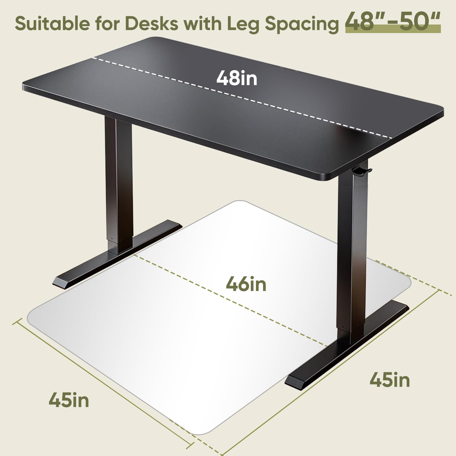 45"x45" Tempered Glass Chair Mat for Carpet & Hardwood Floors
