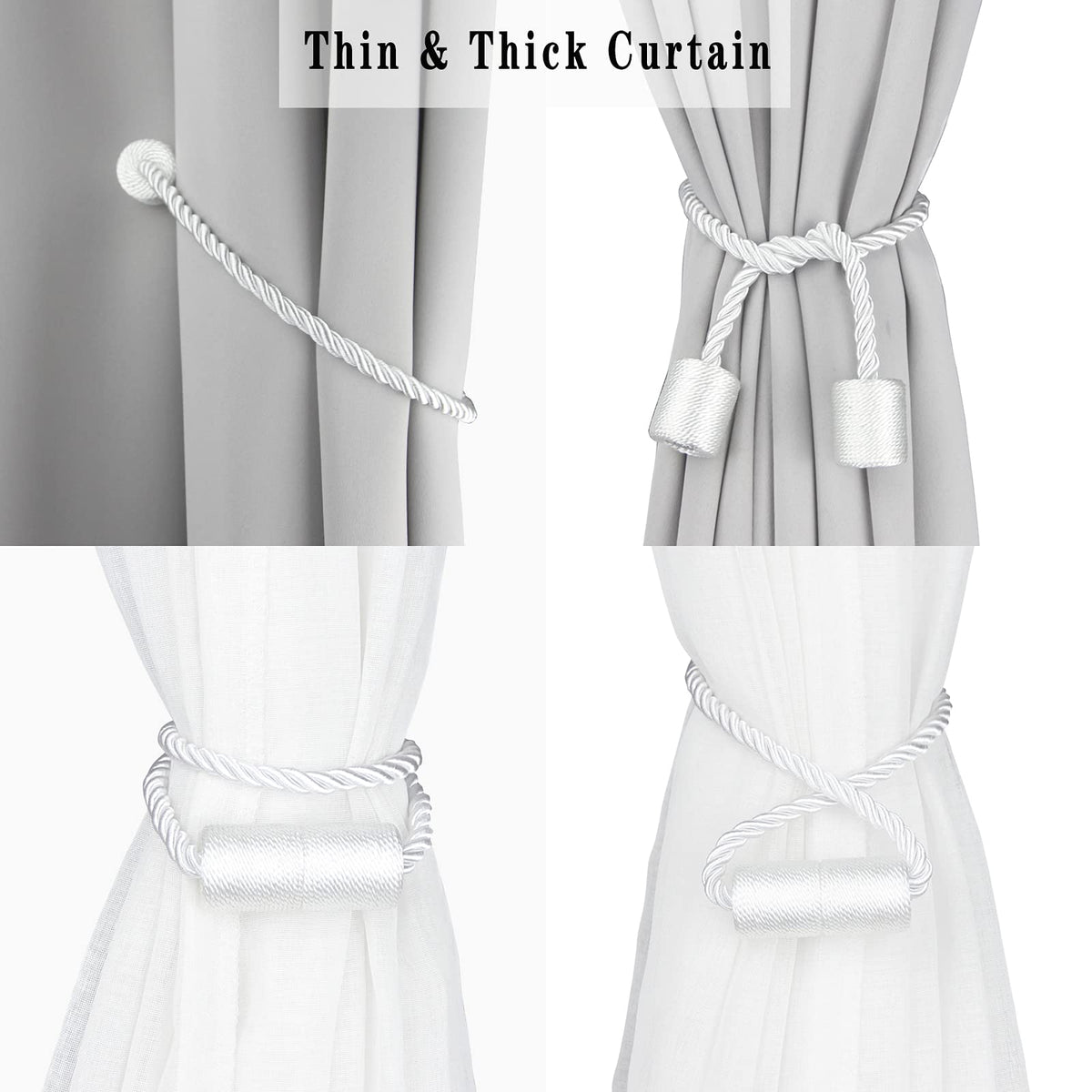 Magnetic Curtain Tiebacks Holdbacks Decorative Tie Backs for Windows Porlau (2 Count)