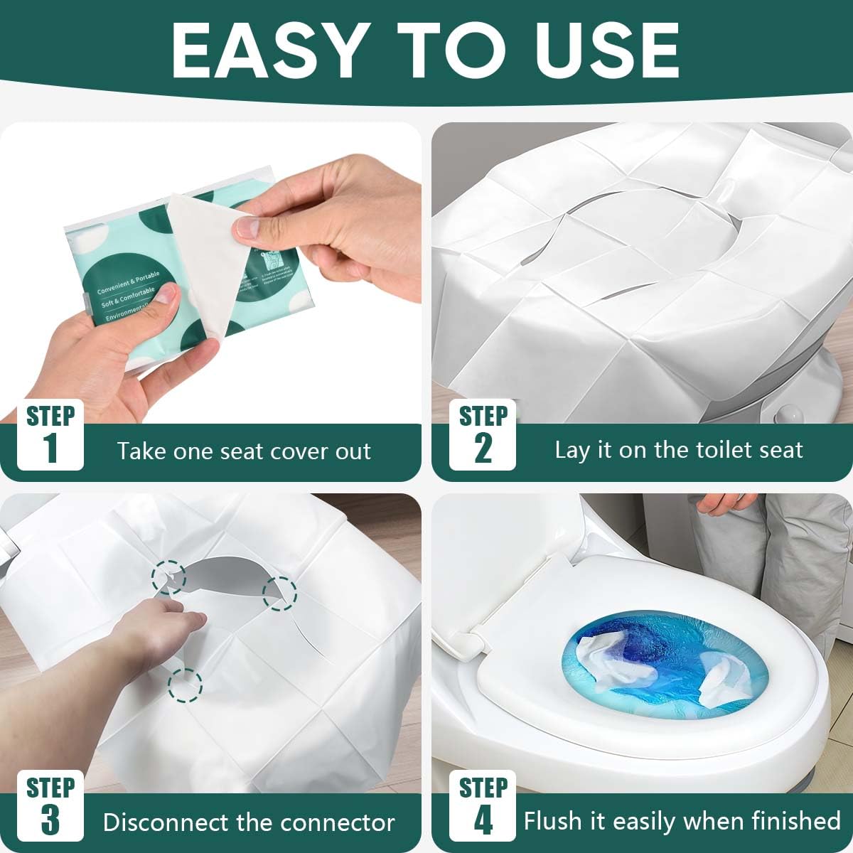 30 Pcs Disposable Flushable Paper Toilet Seat Covers Travel Supplies Essentials for Airplane