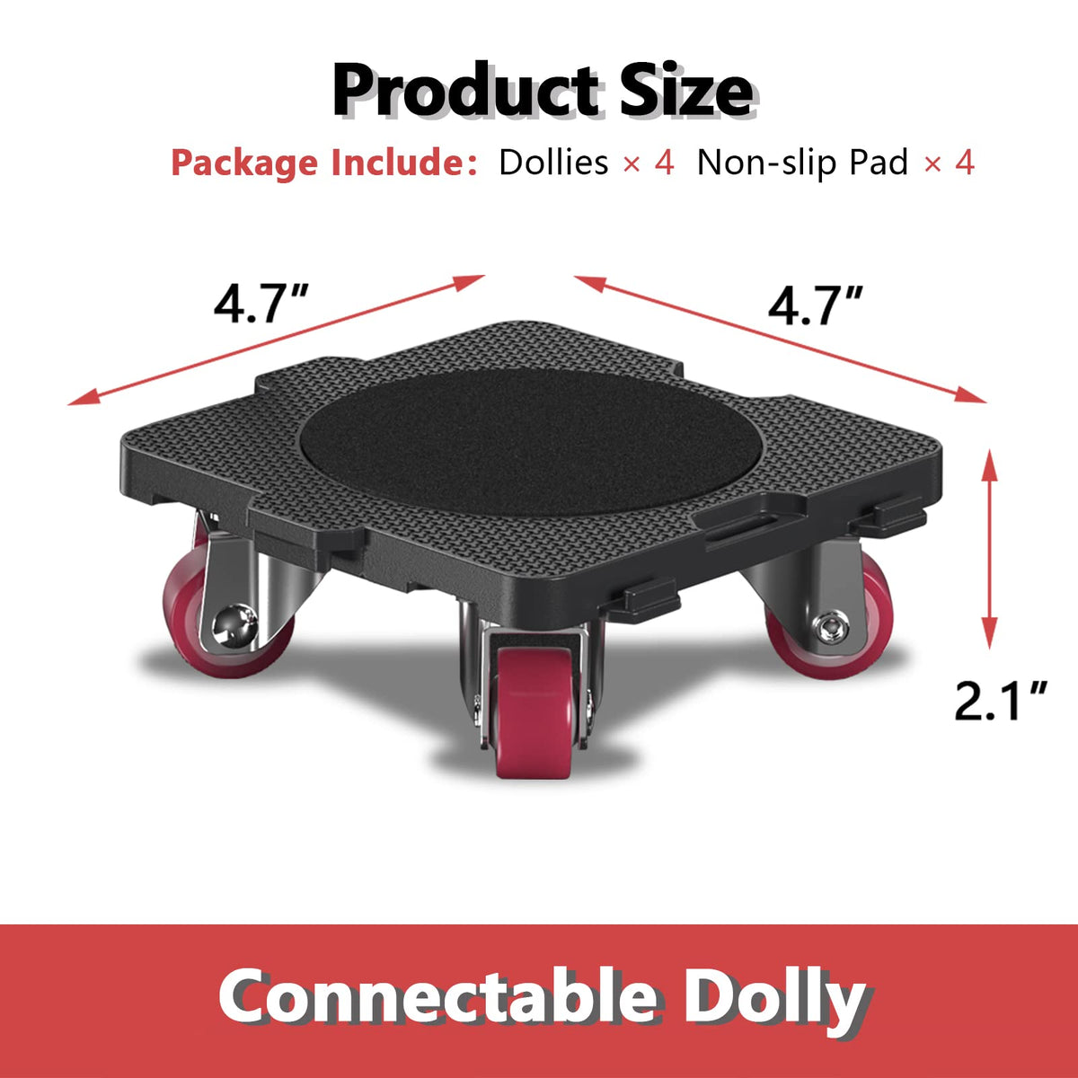 Add on 4Pack Connectable Dolly Furniture Movers with 360° Rotating Wheels (4 Count)