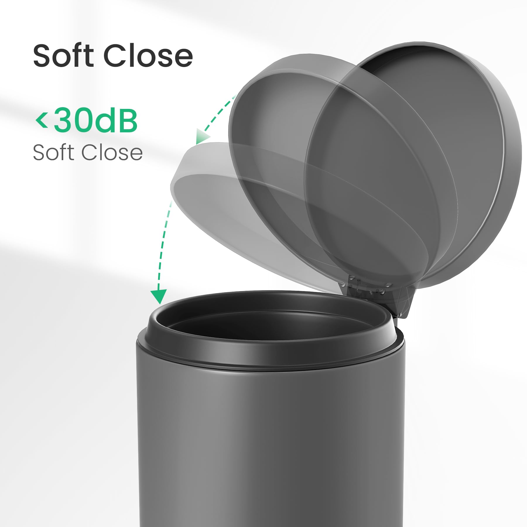 Small Round Bathroom Trash Can with Lid Soft Close