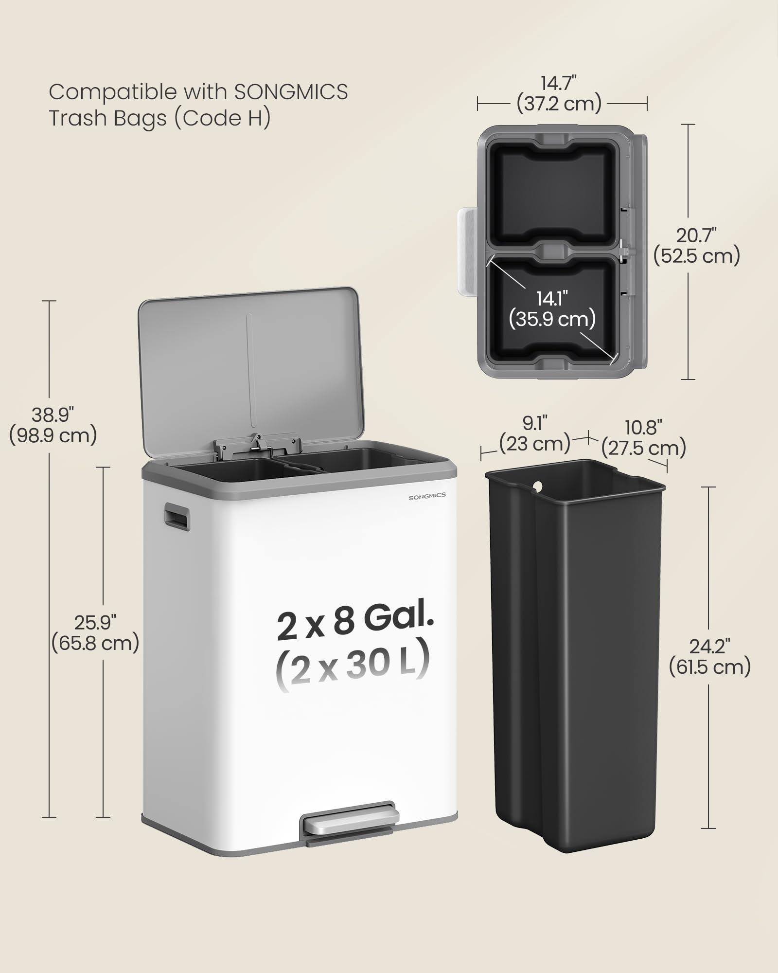 Trash Can 2 x 8 Gallon