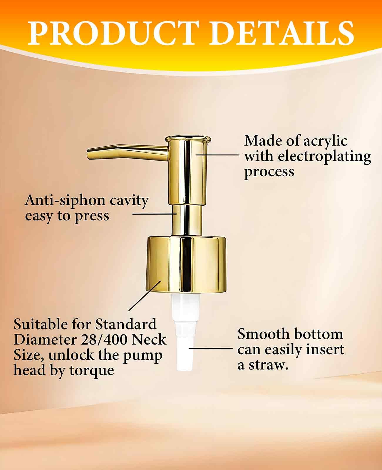 6 Pack Gold Soap Dispenser Pump (6 Count)