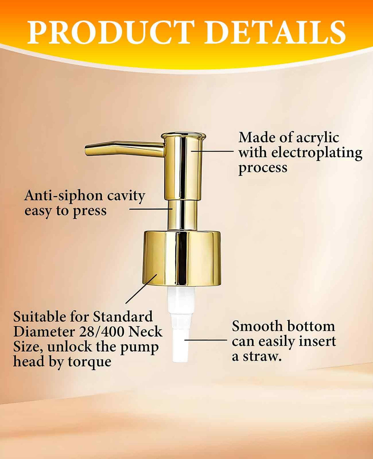 6 Pack Gold Soap Dispenser Pump (6 Count)