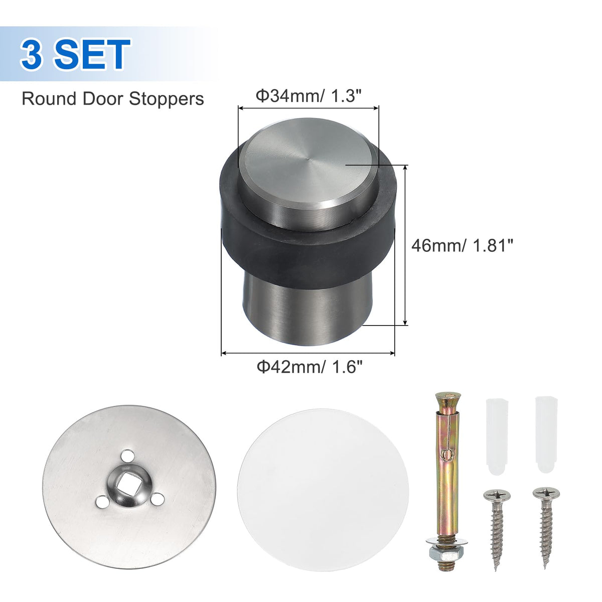 3Set Round Door Stoppers