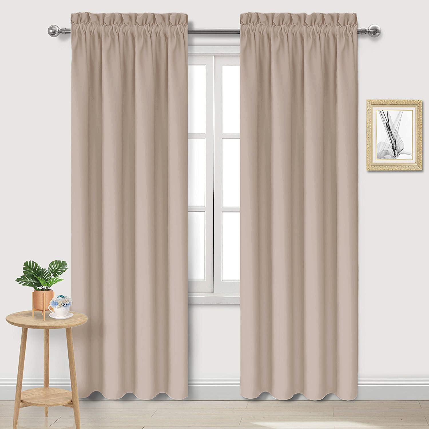 Blackout Curtains for Bedroom Living Room 42 x 84 Inch Long Camel (2 Count)