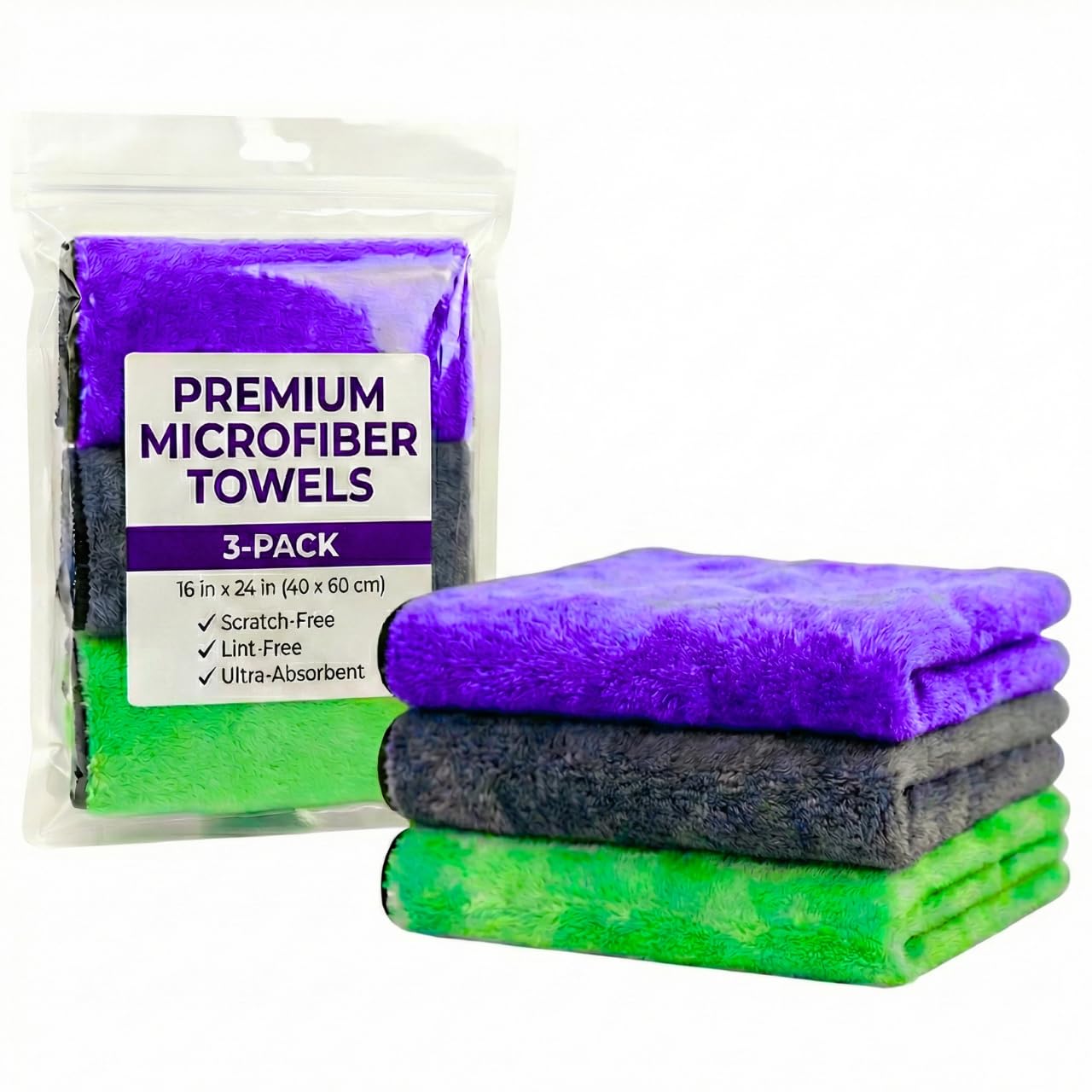 PAKS 3 Pack Reusable Microfiber Towels (3 Count)