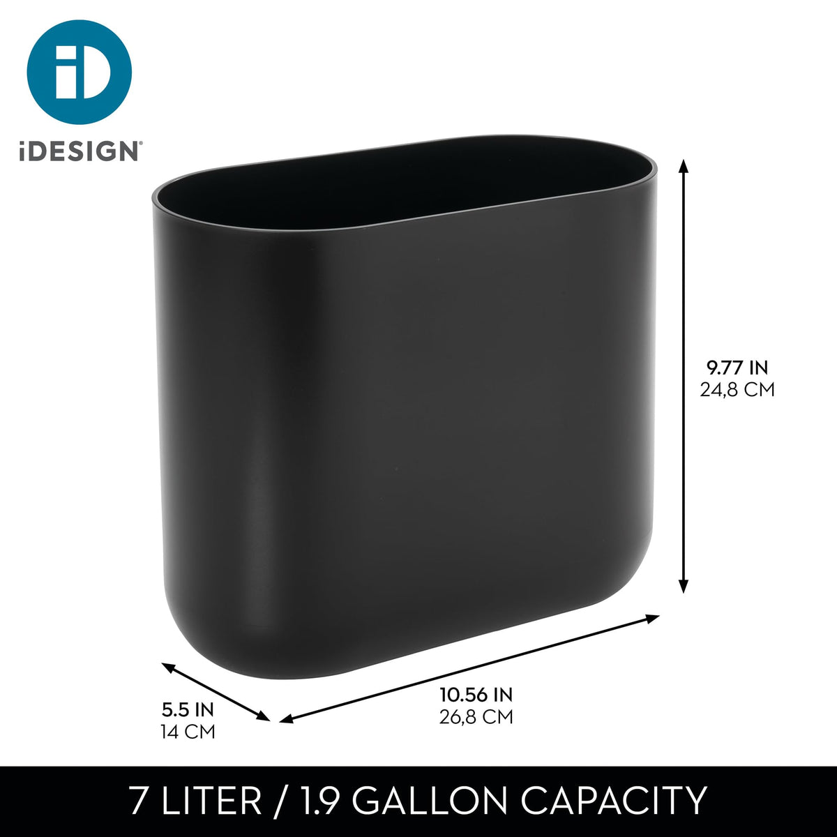 Small Slim Plastic Bathroom Trash Can (2 Count)