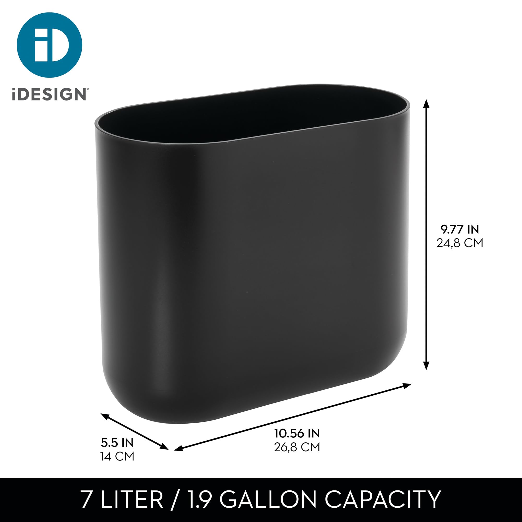 Small Slim Plastic Bathroom Trash Can (2 Count)
