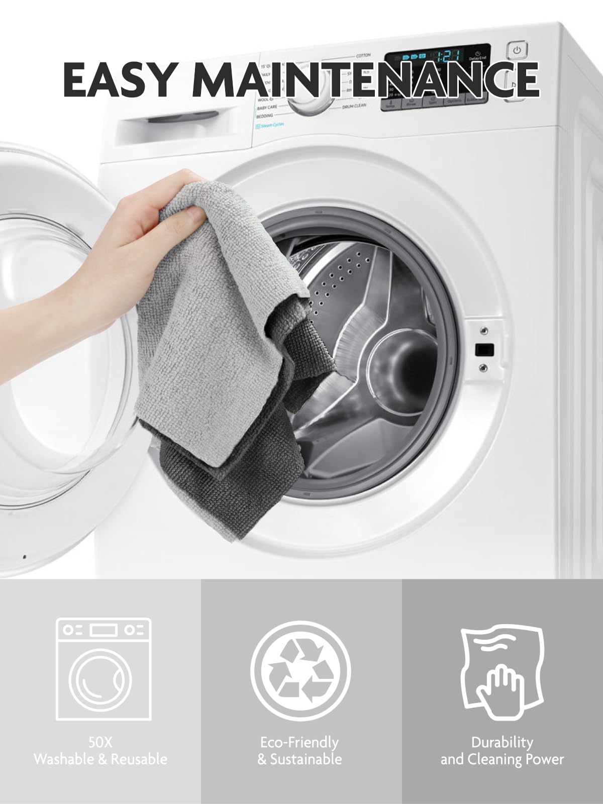 Microfiber Cleaning Cloth Roll (60 Count)