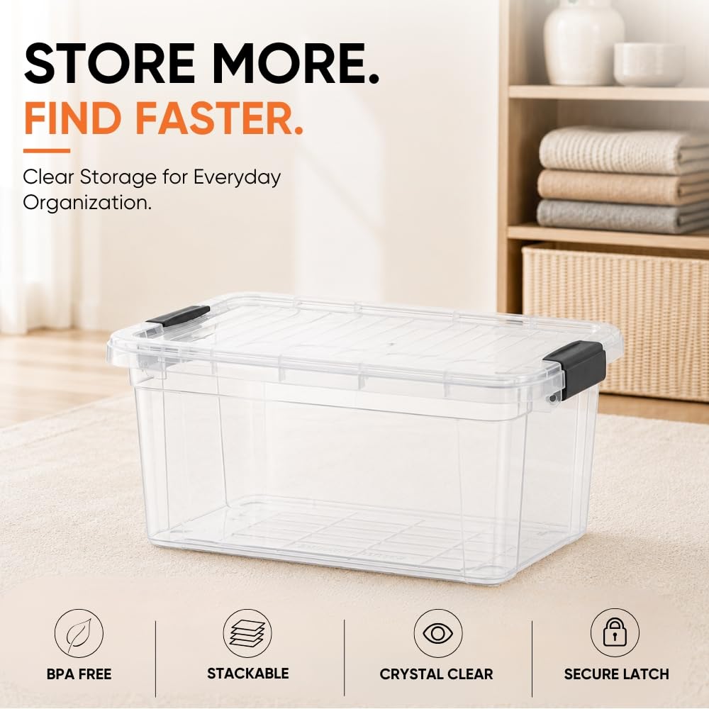 4.75 Quart Clear Plastic Storage Boxes with Lids (36 Count)