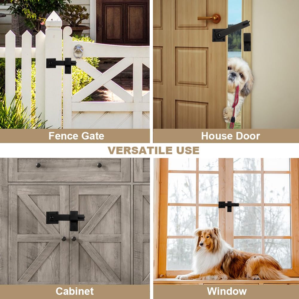 2 Pack Flip Gate Latch Lock 6'' Adjustable Barn Door Lock Hardware Safety Rustic Gate Lock for Ourdoor Wooden Fence
