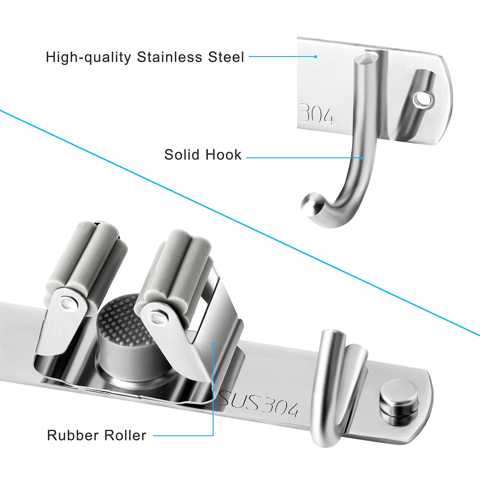 Mop and Broom Hanger Wall Mount